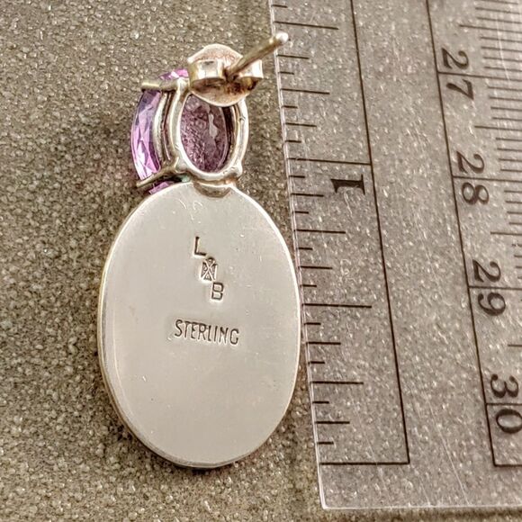 Les Baker Amethyst MOP Sterling Silver Earrings - Picture 2 of 2